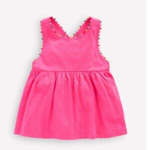 Mini Boden Cross-back Pom Top -  Flamingo Pink size